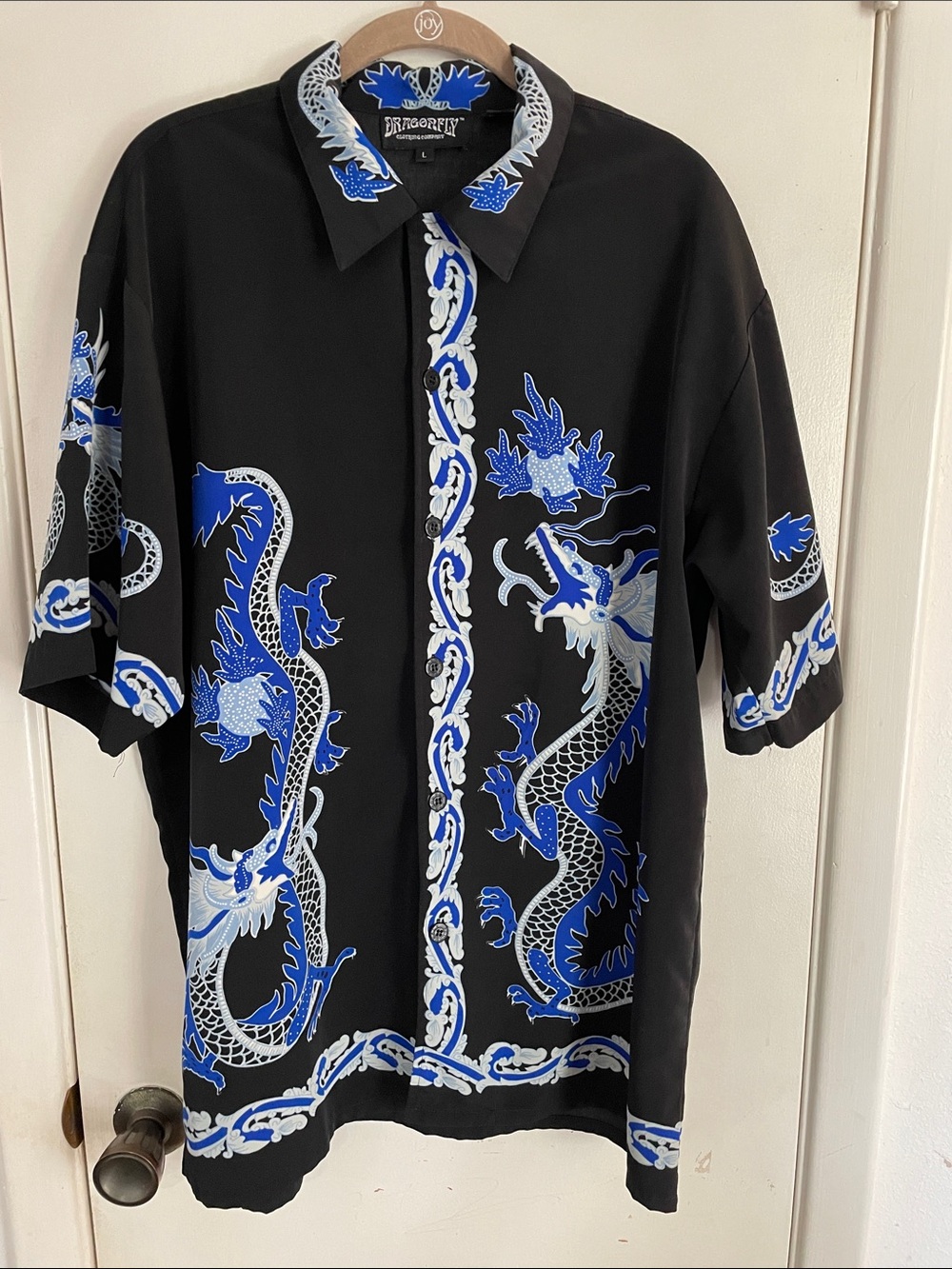 Mens Dragonfly Button down shirt Large